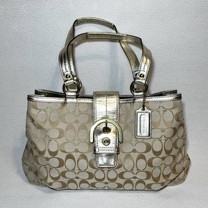 Authentic COACH East West SOHO Signature Tote Bag F18750 NWOT